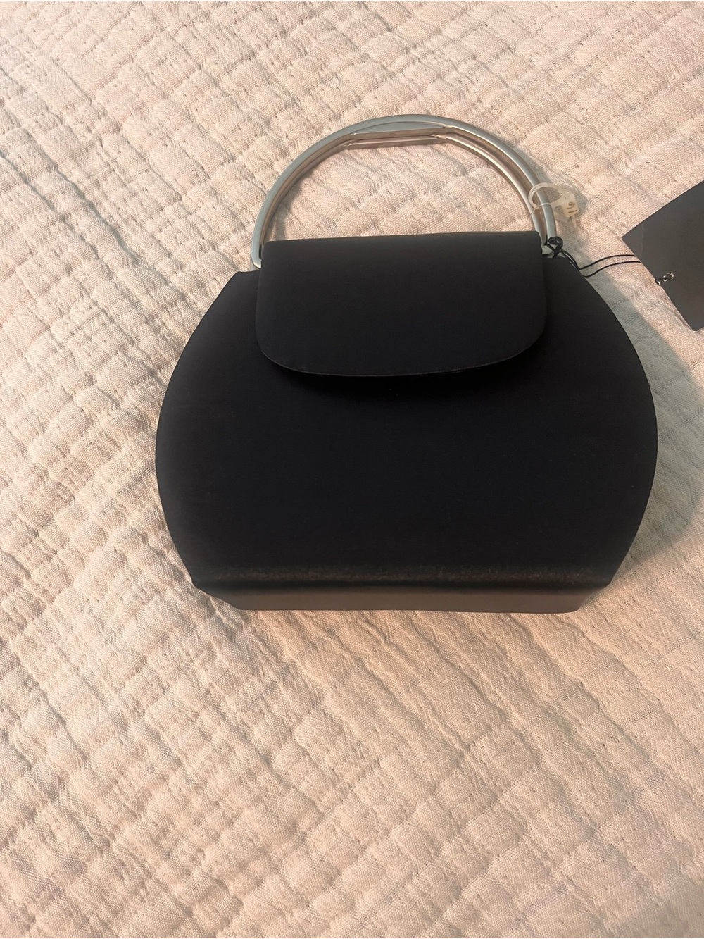 Kenneth Cole Black Mini Top-Handle Evening Bag with Silver Handle